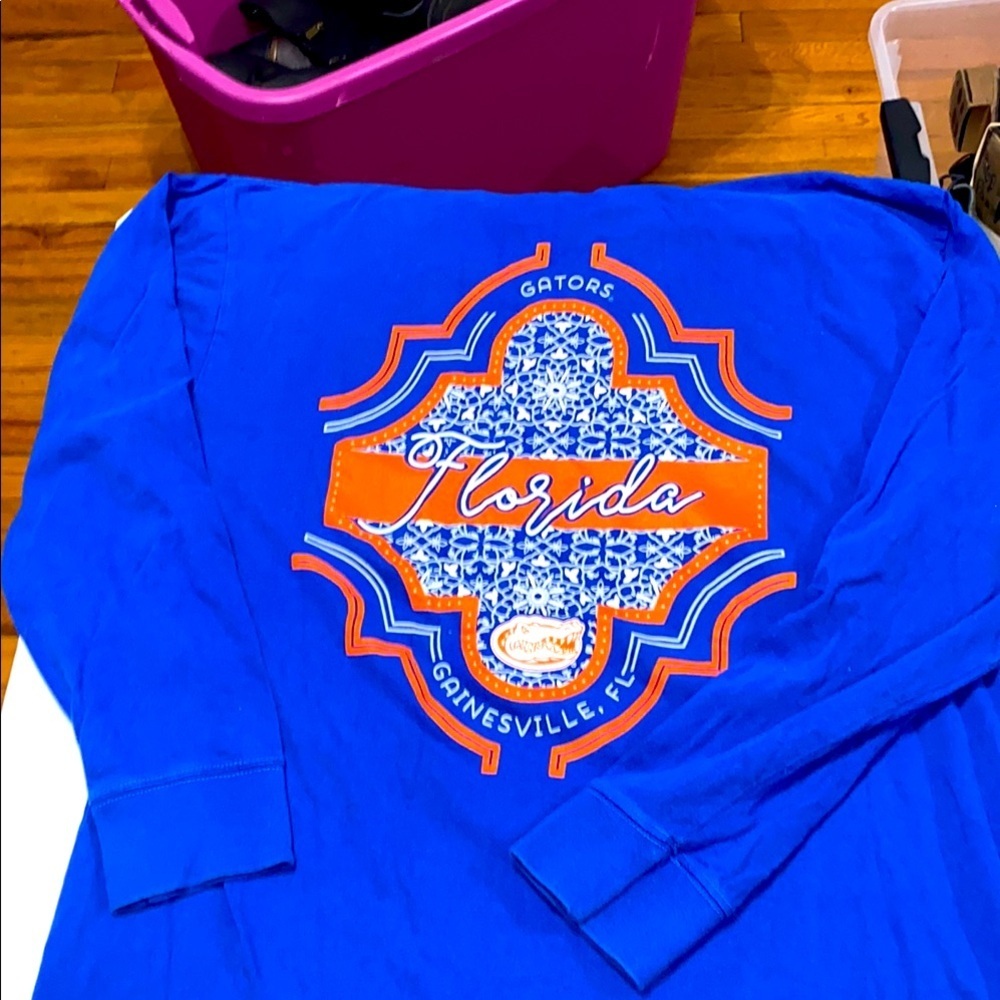 Pressbox Blue Florida Gators Long Sleeve Shirt WO‎ SIZE XL DESIGN ON BACK CLEAN